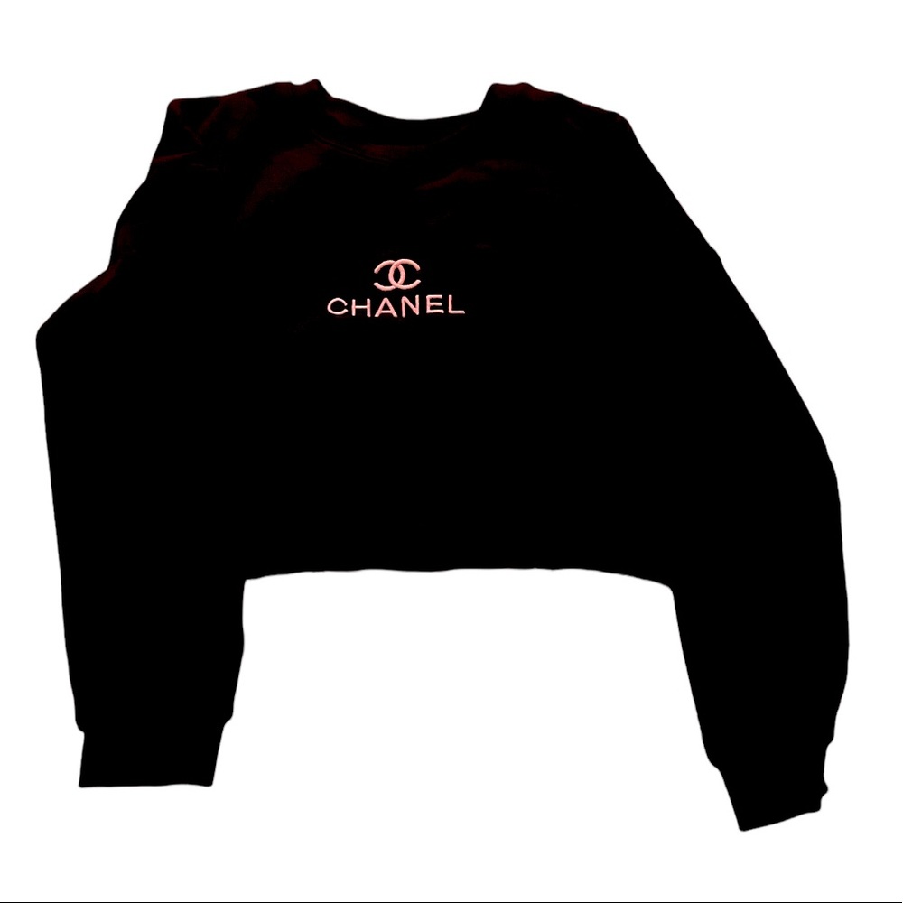 Black crop top sweater.